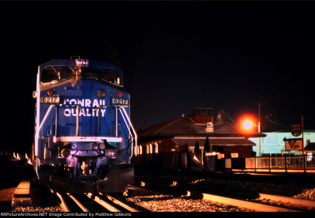 Conrail work train at night